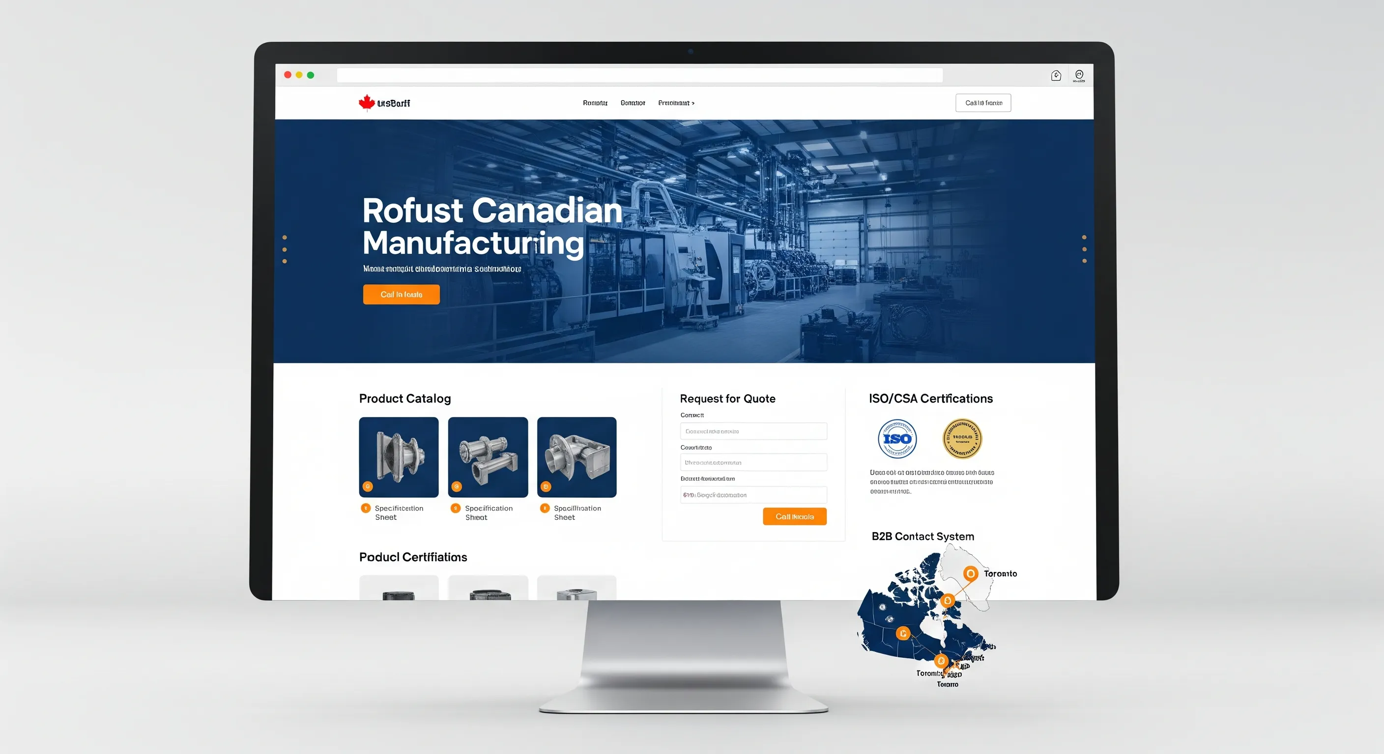 Manufacturing website template — AI-optimized design with booking and analytics
